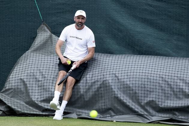 30th June 2019,The All England Lawn Tennis and Croquet Club, London, England; Wimbledon tennis tournament preview day; Goran Ivanisevic overlooks Novak Djokovic (SRB) practice on Sunday  ActionPlus12149392 ShaunxBrooks