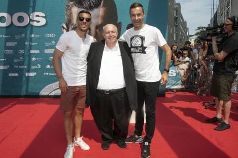 Kroos - Der Film Weltpremiere Cinedom Koeln Deutschland Datum: 30.06.2019 Von links: Lukas Podolski Reiner Calmund Kai Pflaume