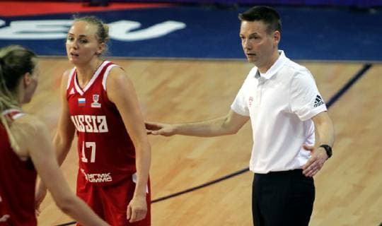 30.06.2019 Zrenjanin(Serbia) Belarus-Russia Women s Eurobasket Elena Beglova(L),Olaf Lange(R)Russia coach ; 