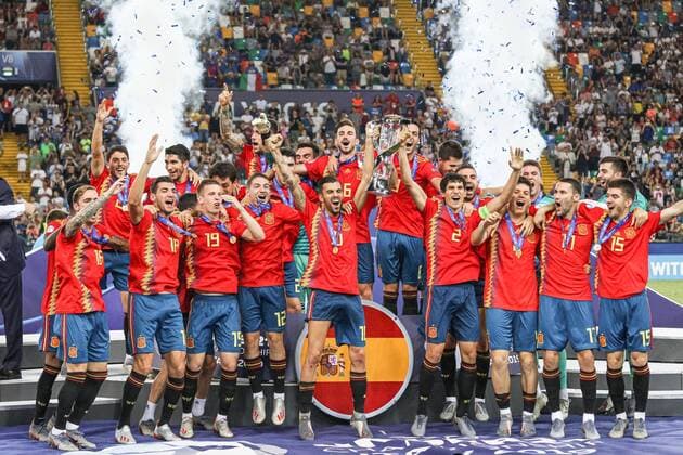 Sport Themen der Woche KW26 Sport Bilder des Tages June 30, 2019 - Udine, Friuli, Italy - Spain U21, U 21 Players during the UEFA UNDER21 Championship match between Spain and Germany at Friuli Stadium on June 30, 2019 in Udine, Italy. Spain V Germany - Final -2019 UEFA U-21 Championship  - ZUMAn230 20190630_zaa_n230_424 Copyright: xEmmanuelexCiancaglinix