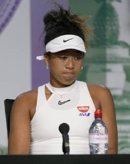 Tennis: Naomi Osaka at Wimbledon Naomi Osaka of Japan attends a press conference, PK, Pressekonferenz after losing to Yulia Putintseva of Kazakhstan in the first round of Wimbledon on July 1, 2019. 