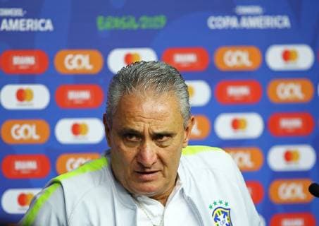 T& xe9;cnico Tite do Brasil durante coletiva de imprensa no Est& xe1;dio do Mineir& xe3;o nesta segunda-feira 01. A equipe se prepara para enfrentar a Argentina pela semifinal da Copa Am& xe9;rica 2019. Football BELO HORIZONTE, BRAZIL - JULY 01, 2019 press conference, PK, Pressekonferenz of Brazil - Mineirao Stadium, Belo Horizonte, Brazil - July 01, 2019.  ActionPlus12149766 HeulerxAndrey