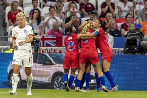 England v USA LYON, LY - 02.07.2019: ENGLAND V USA - American Seal celebrates after scoring a goal (0-1) during a match between England and the United States. World Cup Qualification Football. FIFA. Held at the Lyon Stadium in Lyon, France (Photo: Richard Callis Fotoarena) x1757233x  RichardxCallis