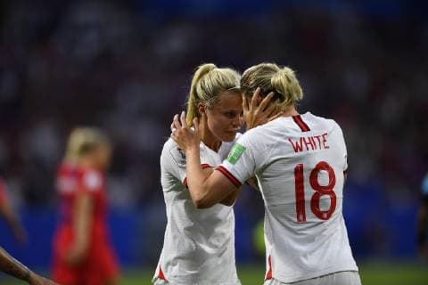 July 2, 2019 - Lyon, France - Jill Scott (Manchester City WFC) of England celebrates after scoring her sides first goal during the 2019 FIFA Women s World Cup France Semi Final match between England and USA at Stade de Lyon on July 2, 2019 in Lyon, France. England v USA: Semi Final - 2019 FIFA Women s World Cup France  - ZUMAn230 20190702_zaa_n230_395 Copyright: xJosexBretonx