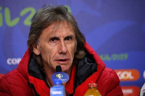 Futbol, conferencia de prensa de la seleccion peruana Copa America 2019 El entrenador de la seleccion peruana Ricardo Gareca se dirige a los medios de comunicacion durante la conferencia de prensa realizada en el estadio Arena de Gremio de Porto Alegre, Brasil. 02 07 2019 Andres Pina Photosport Football, Peruvian national team, Nationalteam press conference, PK, Pressekonferenz Copa America Championship 2019 Peru s manager Ricardo Gareca speaks to the medias during the press conference held at the Arena do Gremio stadium in Porto Alegre, Brazil. 02 07 2019 Andres Pina Photosport Conferencia de prensa de la seleccion peruana, Copa America 2019 