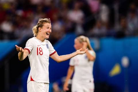 190702 Ellen White of England reacts during the FIFA Women s World Cup semi-final match between England and USA on July 2, 2019 in Lyon. Photo: Simon Hastegard Bildbyran Kod SH 180099 bbeng fotboll football fotball soccer dam women kvinner frankrike france vm vm 2019 verdensmesterskap världsmästerskap fifa women s world cup 2019 world cup semifinal semi final knockout stage england usa depp jubel Copyright: SIMONxHASTEGARD BB190702SH088
