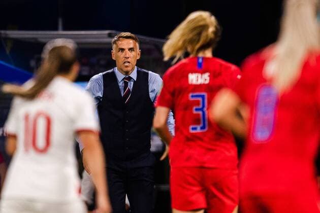 190702 Phil Neville, Head coach of England during the FIFA Women s World Cup semi-final match between England and USA on July 2, 2019 in Lyon. Photo: Simon Hastegard Bildbyran Kod SH 180099 bbeng fotboll football fotball soccer dam women kvinner frankrike france vm vm 2019 verdensmesterskap världsmästerskap fifa women s world cup 2019 world cup semifinal semi final knockout stage england usa Copyright: SIMONxHASTEGARD BB190702SH109