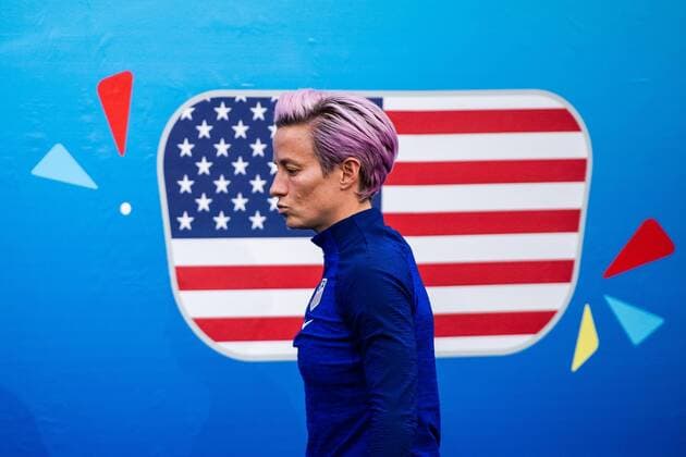 190702 Megan Rapinoe of USA ahead of the FIFA Women s World Cup semi-final match between England and USA on July 2, 2019 in Lyon. Photo: Simon Hastegard Bildbyran Kod SH 180099 bbeng fotboll football fotball soccer dam women kvinner frankrike france vm vm 2019 verdensmesterskap världsmästerskap fifa women s world cup 2019 world cup semifinal semi final knockout stage england usa depp Copyright: SIMONxHASTEGARD BB190702SH132
