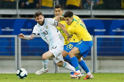 Brazil vs. Argentina BELO HORIZONTE, MG - 02.07.2019: BRAZIL VS. ARGENTINA - Argentina& 39;s Liones Messi is in contention for Brazil& 39;s Copa imerica 2019, played on Tuesday (02) at the dio do Mineiineirão in Belo Horizonte, MG. (Photo: Marcelo Machado de Melo Fotoarena) x1757456x  MarceloxMachadoxdexMelo
