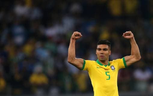 Brazil vs. Argentina BELO HORIZONTE, MG - 02.07.2019: BRAZIL VS. ARGENTINA - Casemiro of Brazil celebrates victory during a match between Brazil and Argentina, valid for the semifinal of Copa América 2019, held on Tuesday (02) at the Estádio do Mineirão in Belo Horizonte, MG. (Photo: Rodolfo Buhrer La Imagem Fotoarena) x1757592x  RodolfoxBuhrer
