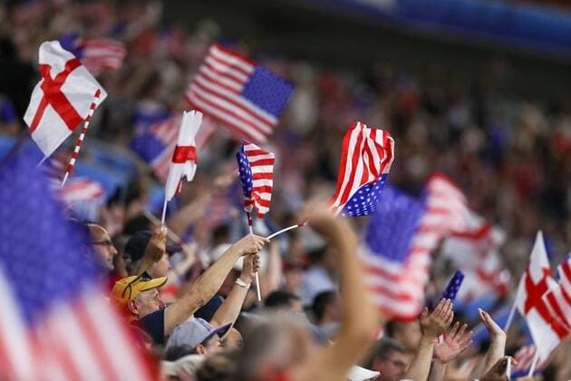 July 2, 2019, Lyon, France: Fans of the United States during match against England game valid for the semifinals of the World Cup of Women s Soccer in the Stadium of Lyon in France on Tuesday, 02. Soccer 2019: Women s World Cup: Semi Final: USA 2:1 England - ZUMAc233 20190702_sha_c233_207 Copyright: xVanessaxCarvalhox