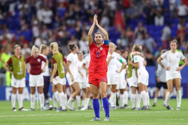 July 2, 2019, Lyon, France: Alex Morgan of the United States during match against England game valid for the semifinals of the World Cup of Women s Soccer in the Stadium of Lyon in France on Tuesday, 02. Soccer 2019: Women s World Cup: Semi Final: USA 2:1 England - ZUMAc233 20190702_sha_c233_220 Copyright: xVanessaxCarvalhox