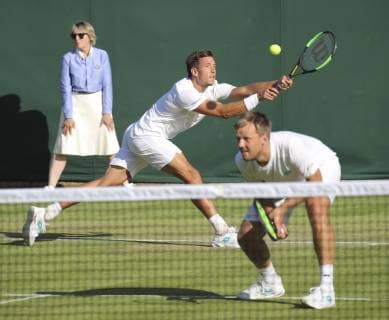 Andreas Mies und Kevin Krawietz, Doppel Tennis - Wimbledon 2019 - Grand Slam ITF ATP, Tennis Herren WTA, Tennis Damen - AELTC - London - - Great Britain - 3 July 2019. Copyright: xJuergenxHasenkopfx