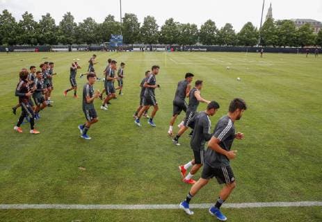 Players of the Mexican national soccer team participate in a training session in Chicago, USA, 4 July 2019. Mexico will face the United States on Sunday for the CONCACAF Gold Cup final. Training of the Mexican national soccer team !ACHTUNG: NUR REDAKTIONELLE NUTZUNG!  Copyright: xKAMILxKRZACZYNSKIx AME3677 20190705-636978909014883891