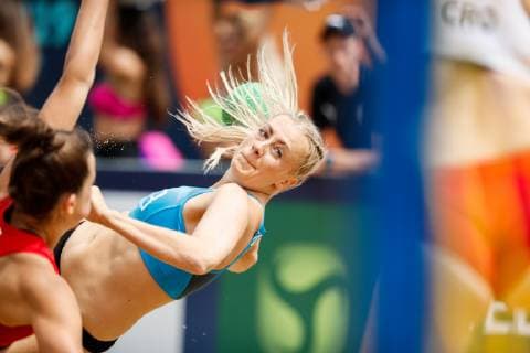 Beachhandball, EM in Polen KRISTENSEN Line Gyldenloeve (3) during the Beach Handball EURO 2019 women s game Semifinal Croatia - Denmark, Stare Jablonki, Poland, 06.07.2019, Mandatory Credit © Uros Hocevar kolektiff. , Jablonki