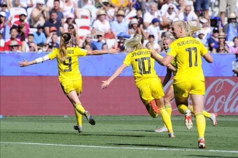 Kosovare Asllani (Suede) - (joie) FOOTBALL: Coupe du monde feminine - Angleterre vs Suede - petite finale - Nice - 06 07 2019 NorbertScanella PanoramiC 