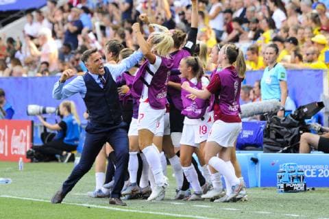 Philip Neville (entraineur de l equipe d Angleterre) - joie FOOTBALL: Coupe du monde feminine - Angleterre vs Suede - petite finale - Nice - 06 07 2019 NorbertScanella PanoramiC 
