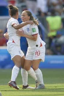 July 6, 2019 - Nice, France - Fran Kirby (Chelsea FCW) of England celebrates after scoring her sides first goal during the 2019 FIFA Women s World Cup France 3rd Place Match match between England and Sweden at Stade de Nice on July 6, 2019 in Nice, France. England v Sweden: 3rd Place Match - 2019 FIFA Women s World Cup France  - ZUMAn230 20190706_zaa_n230_176 Copyright: xJosexBretonx