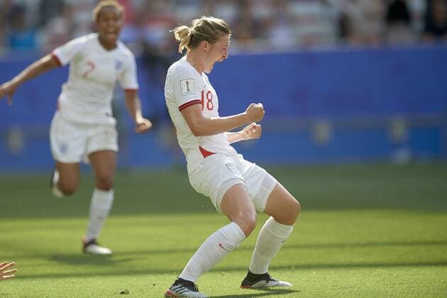 July 6, 2019 - Nice, France - Ellen White (Birmingham City WFC) of England celebrates after scoring her sides first goal during the 2019 FIFA Women s World Cup France 3rd Place Match match between England and Sweden at Stade de Nice on July 6, 2019 in Nice, France. England v Sweden: 3rd Place Match - 2019 FIFA Women s World Cup France  - ZUMAn230 20190706_zaa_n230_182 Copyright: xJosexBretonx