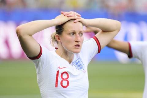 Fin de match - deception equip d Angleterre - Ellen White (Angleterre) FOOTBALL: Coupe du monde feminine - Angleterre vs Suede - petite finale - Nice - 06 07 2019 NorbertScanella PanoramiC 