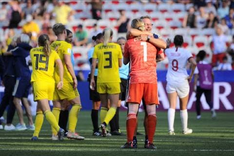 joie - equipe de Suede - Hedvig Lindahl (Suede) FOOTBALL: Coupe du monde feminine - Angleterre vs Suede - petite finale - Nice - 06 07 2019 NorbertScanella PanoramiC 