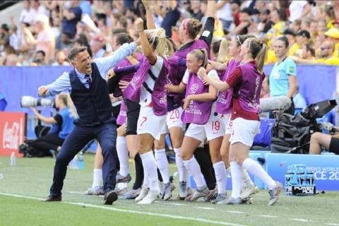 Philip Neville (entraineur de l equipe d Angleterre) - joie FOOTBALL: Coupe du monde feminine - Angleterre vs Suede - petite finale - Nice - 06 07 2019 NorbertScanella PanoramiC 