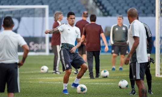 Carlos Salcedo (C) of Mexico participates in a practice session, at Soldier Field in Chicago, Illinois, USA, 6 July 2019. Mexico will face the United States on Sunday in the final of the CONCACAF Gold Cup. Mexico s national soccer team training !ACHTUNG: NUR REDAKTIONELLE NUTZUNG!  Copyright: xJULIOxPEREZx AME4387 20190707-636980694451564480
