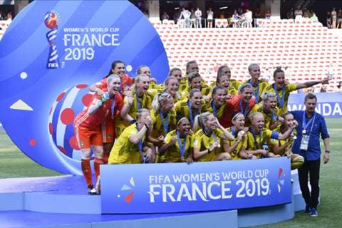 Podium - Equipe de Suede FOOTBALL: Coupe du monde feminine - Angleterre vs Suede - petite finale - Nice - 06 07 2019 NorbertScanella PanoramiC 