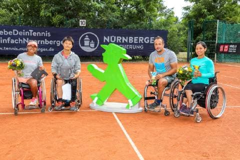 Angelica BERNAL (COL) 3 (2. Platz Damen Einzel), Takuya MIKI (JPN) (2. Platz Herren Einzel), Tom EGBERINK (NED) 1 (Sieger Herren 2019) und Zhenzhen, ZHU (CHN) 5 (Siegerin 2019 Damen), 31. German Open Rollstuhltennis 2019, ITF, Berlin, 07.07.2019,