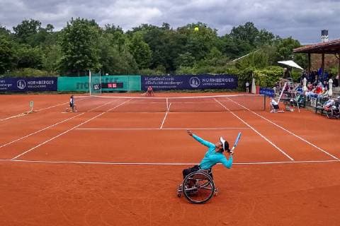 Finale Damen Einzel: Angelica BERNAL (COL) 3 (hinten) und Zhenzhen, ZHU (CHN) 5 (vorne), 31. German Open Rollstuhltennis 2019, ITF, Berlin, 07.07.2019,