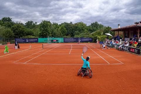 Finale Damen Einzel: Angelica BERNAL (COL) 3 (hinten) und Zhenzhen, ZHU (CHN) 5 (vorne), 31. German Open Rollstuhltennis 2019, ITF, Berlin, 07.07.2019,