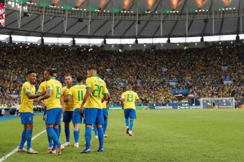 Fußball, Copa America, Finale, Brasilien - Peru Brazil s Everton (R) jubilates a goal during the Copa America 2019 final soccer match between Brazil and Peru, at Maracana Stadium in Rio de Janeiro, Brazil, 7 July 2019. Brazil vs. Peru !ACHTUNG: NUR REDAKTIONELLE NUTZUNG!  Copyright: xAntonioxLacerdax SCA26133 20190707-636981356907067399