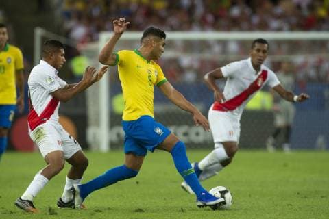 Brazil vs. Peru RIO DE JANEIRO, RJ - 07.07.2019: BRAZIL VS. PERU - Casemiro during a match between Brazil and Peru, valid for the Copa America 2019 final, held this Sunday (07) at the Maracanã Stadium in Rio de Janeiro, RJ. (Photo: Celso Pupo Fotoarena) x1759531x  CelsoxPupo