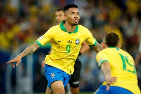Fußball, Copa America, Finale, Brasilien - Peru Brazil vs. Peru RIO DE JANEIRO, RJ - 07.07.2019: BRAZIL VS. PERU - Gabriel Jesus do Brasil celebrates after scoring a goal during a match between Brazil and Peru, valid for the Copa America 2019 final, held this Sunday (07) at the Maracanã Stadium in Rio de Janeiro, RJ. (Photo: Marcelo Machado de Melo Fotoarena) x1759538x  MarceloxMachadoxdexMelo