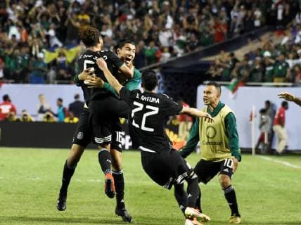 Mexico midfielder Jonathan Dos Santos (6) celebrates his goal against USA during the Concacaf Gold Cup final, between Mexico and the United States, at Soldier Field in Chicago, Illinois, USA, 7 July 2019. Gold Cup final !ACHTUNG: NUR REDAKTIONELLE NUTZUNG!  Copyright: xDAVIDxBANKSx AME4537 20190708-636981598652126472