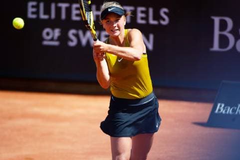 190708 Caijsa Hennemann, Sverige, under en match i tennis under dag 1 av Swedish open den 8 juli 2019 i Bastad. Copyright: EMILxLANGVAD BB190708BB321