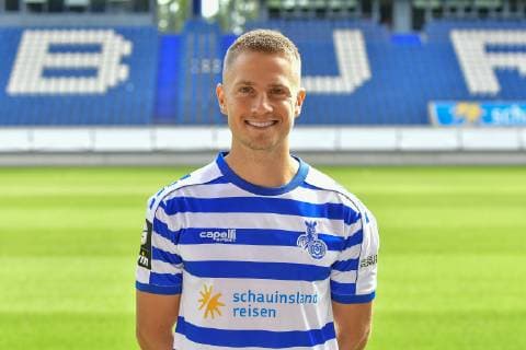 GER, offizieller Fototermin Porträttermin Portraettermin MSV Duisburg Spieler Lukas Scepanik; MSV Duisburg; 3. Liga - DFB, Porträttermin 2019 2020 quer, Querformat
