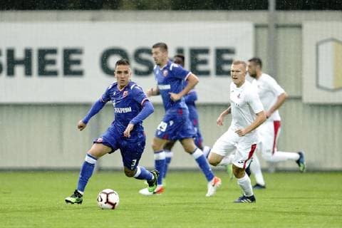 MARIAMPOL 09.07.2019 PIERWSZY MECZ I RUNDA ELIMINACYJNA LIGA MISTRZOW SEZON 2019 20: FK SUDUVA MARIJAMPOLE - FK CRVENA ZVEZDA BELGRAD --- UEFA CHAMPIONS LEAGUE FIRST QUALIFYING ROUND FIRST MATCH: SUDUVA MARIJAMPOLE - CRVENA ZVEZDA BELGRADE BRANKO JOVICIC OVIDIJUS VERBICKAS FOT. PIOTR KUCZA FOTOPYK NEWSPIX.PL --- Newspix.pl  190709PYK0002