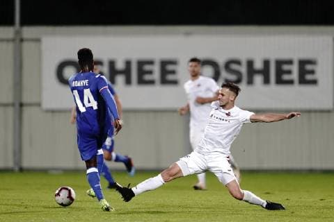 MARIAMPOL 09.07.2019 PIERWSZY MECZ I RUNDA ELIMINACYJNA LIGA MISTRZOW SEZON 2019 20: FK SUDUVA MARIJAMPOLE - FK CRVENA ZVEZDA BELGRAD 0:0 --- UEFA CHAMPIONS LEAGUE FIRST QUALIFYING ROUND FIRST MATCH: SUDUVA MARIJAMPOLE - CRVENA ZVEZDA BELGRADE 0:0 RICHMOND BOAKYE JOVAN CADJENOVIC FOT. PIOTR KUCZA FOTOPYK NEWSPIX.PL --- Newspix.pl  190709PYK0018