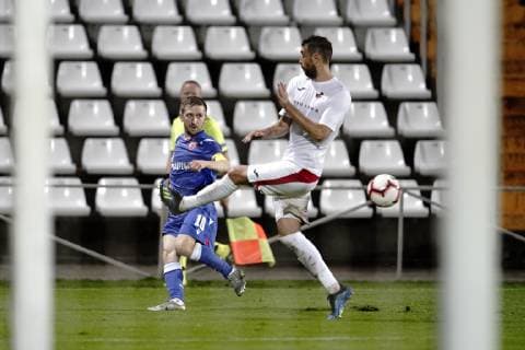 MARIAMPOL 09.07.2019 PIERWSZY MECZ I RUNDA ELIMINACYJNA LIGA MISTRZOW SEZON 2019 20: FK SUDUVA MARIJAMPOLE - FK CRVENA ZVEZDA BELGRAD 0:0 --- UEFA CHAMPIONS LEAGUE FIRST QUALIFYING ROUND FIRST MATCH: SUDUVA MARIJAMPOLE - CRVENA ZVEZDA BELGRADE 0:0 MARKO MARIN ALEKSANDAR ZIVANOVIC FOT. PIOTR KUCZA FOTOPYK NEWSPIX.PL --- Newspix.pl  190709PYK0030