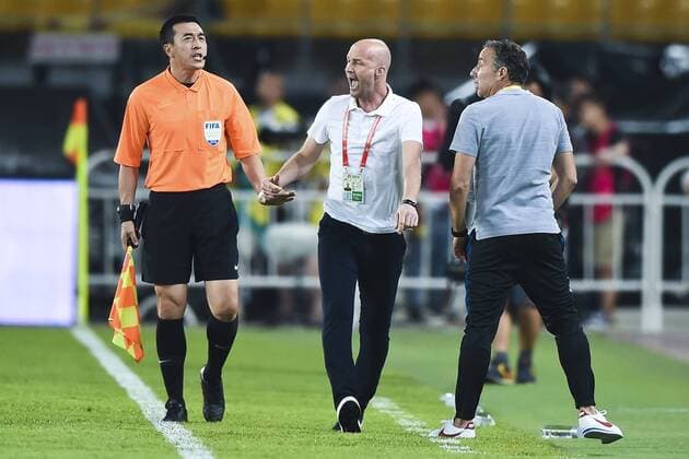 BEIJING, CHINA - JULY 10: Head coach Jordi Cruyff of Chongqing SWM reacts during the 2019 Chinese Super League match between Beijing Guoan and Chongqing SWM at Workers Stadium on July 10, 2019 in Beijing, China.  Copyright: xVCGx CFP111224835710 