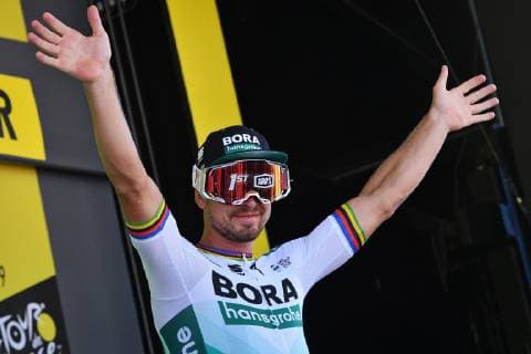 Sport Themen der Woche KW28 Sport Bilder des Tages Slovakian Peter Sagan of Bora-Hansgrohe celebrates on the podium after winning the fifth stage of the 106th edition of the Tour de France cycling race, 175,5 km from Saint-Die-des-Vosges to Colmar, Wednesday 10 July 2019. This year s Tour de France starts in Brussels and takes place from July 6th to July 28th. DAVIDxSTOCKMAN  x05623253x