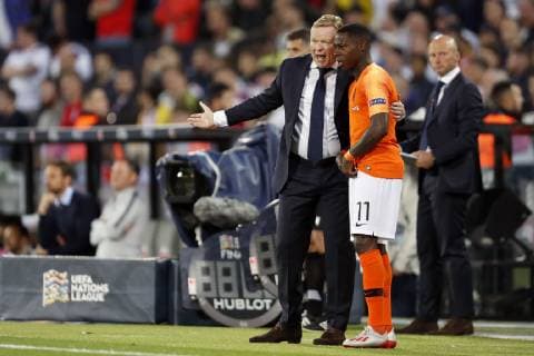 (L-R) Holland coach Ronald Koeman, Quincy Promes of Holland during the UEFA Nations League semi final match between The Netherlands and England at Estadio D. Afonso Henriques on June 06, 2019 in Guimaraes, Portugal UEFA Nations League 2018 2019 xVIxVIxImagesx xMauricexvanxSteenxIVx 14971207