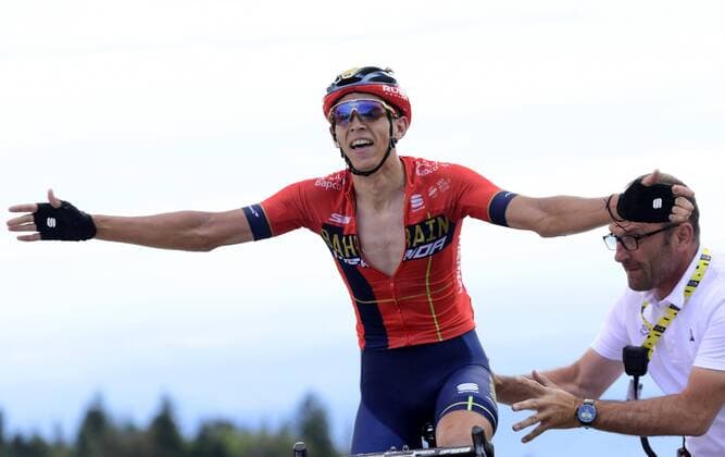Sport Themen der Woche KW28 Sport Bilder des Tages LA PLANCHE DES BELLES FILLES, FRANCE - JULY 11 : TEUNS Dylan (BEL) of Bahrain Merida wins stage 6 of the 106th edition of the 2019 Tour de France cycling race, a stage of 160,5 kms with start in Mulhouse and finish in La Planche Des Belles Filles on July 11, 2019 in La Planche Des Belles Filles, France, 11 07 2019 CYCLISME : Tour de France 2019 - Etape 6 - Mulhouse a La Planche Des Belles Filles - 11 07 2019 PhotoNews Panoramic 