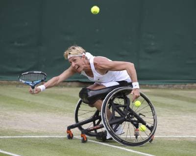 Sabine Ellerbrock, Rollstuhl Damen Einzel Tennis - Wimbledon 2019 - Grand Slam ITF ATP, Tennis Herren WTA, Tennis Damen - AELTC - London - - Great Britain - 11 July 2019. Copyright: xJuergenxHasenkopfx