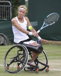 Sabine Ellerbrock, Rollstuhl Damen Einzel Tennis - Wimbledon 2019 - Grand Slam ITF ATP, Tennis Herren WTA, Tennis Damen - AELTC - London - - Great Britain - 11 July 2019. Copyright: xJuergenxHasenkopfx