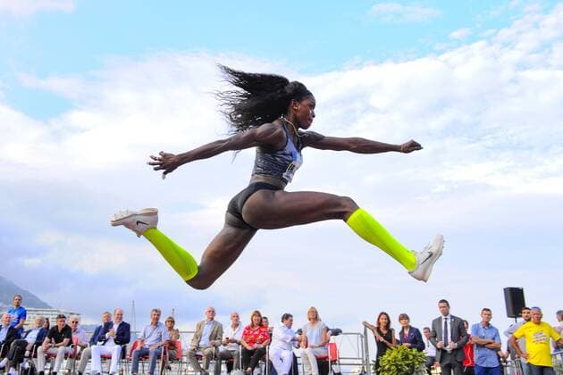 Sport Themen der Woche KW28 Sport Bilder des Tages Caterine Ibarguen (Colombie) Athletisme: Meeting Herculis - Triple saut feminin - Monaco - 11 07 2019 NorbertScanella PanoramiC 