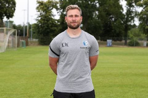 Videoanalyst Kevin Waliczek (1. FC Magdeburg) - 3. Liga PortraÌˆttermin 2019 2020 offizieller Fototermin 1. FC Magdeburg auf dem Trainingsplatz an der MDCC Arena in Magdeburg - Porträt, Portrait,Deutschland, Fussball, Mann, Maenner,GER,11.07.2019