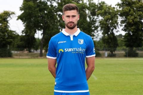 Dustin Bomheuer (1. FC Magdeburg) - 3. Liga PortraÌˆttermin 2019 2020 offizieller Fototermin 1. FC Magdeburg auf dem Trainingsplatz an der MDCC Arena in Magdeburg - Porträt, Portrait,Deutschland, Fussball, Mann, Maenner,GER,11.07.2019
