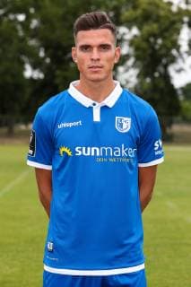 Tobias Müller (1. FC Magdeburg) - 3. Liga PortraÌˆttermin 2019 2020 offizieller Fototermin 1. FC Magdeburg auf dem Trainingsplatz an der MDCC Arena in Magdeburg - Porträt, Portrait,Deutschland, Fussball, Mann, Maenner,GER,11.07.2019